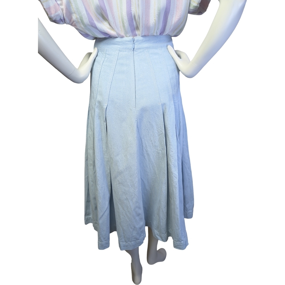 Babaton Light Wash Denim Pleated Midi Skirt | Aritzia | Size 10 - Picture 7 of 11
